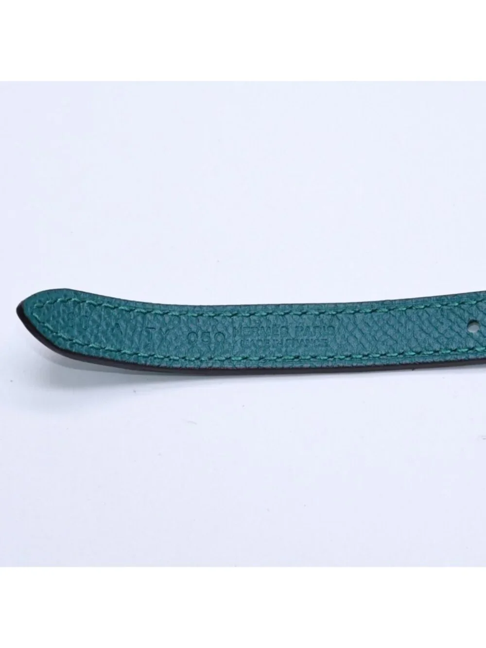 Hermes Belt Gold Leather Reversible Emerald Green
